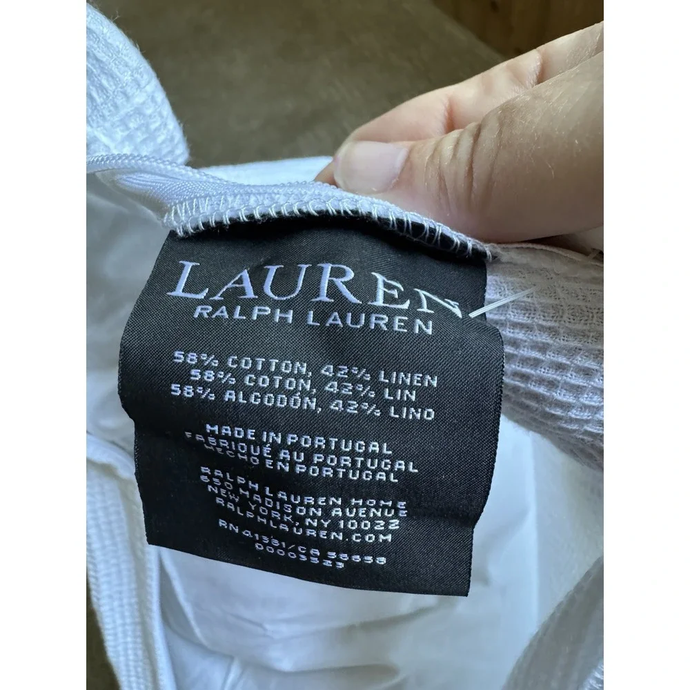 Ralph Lauren Flora Waffle Weave White  Decorative Pillow 20x20